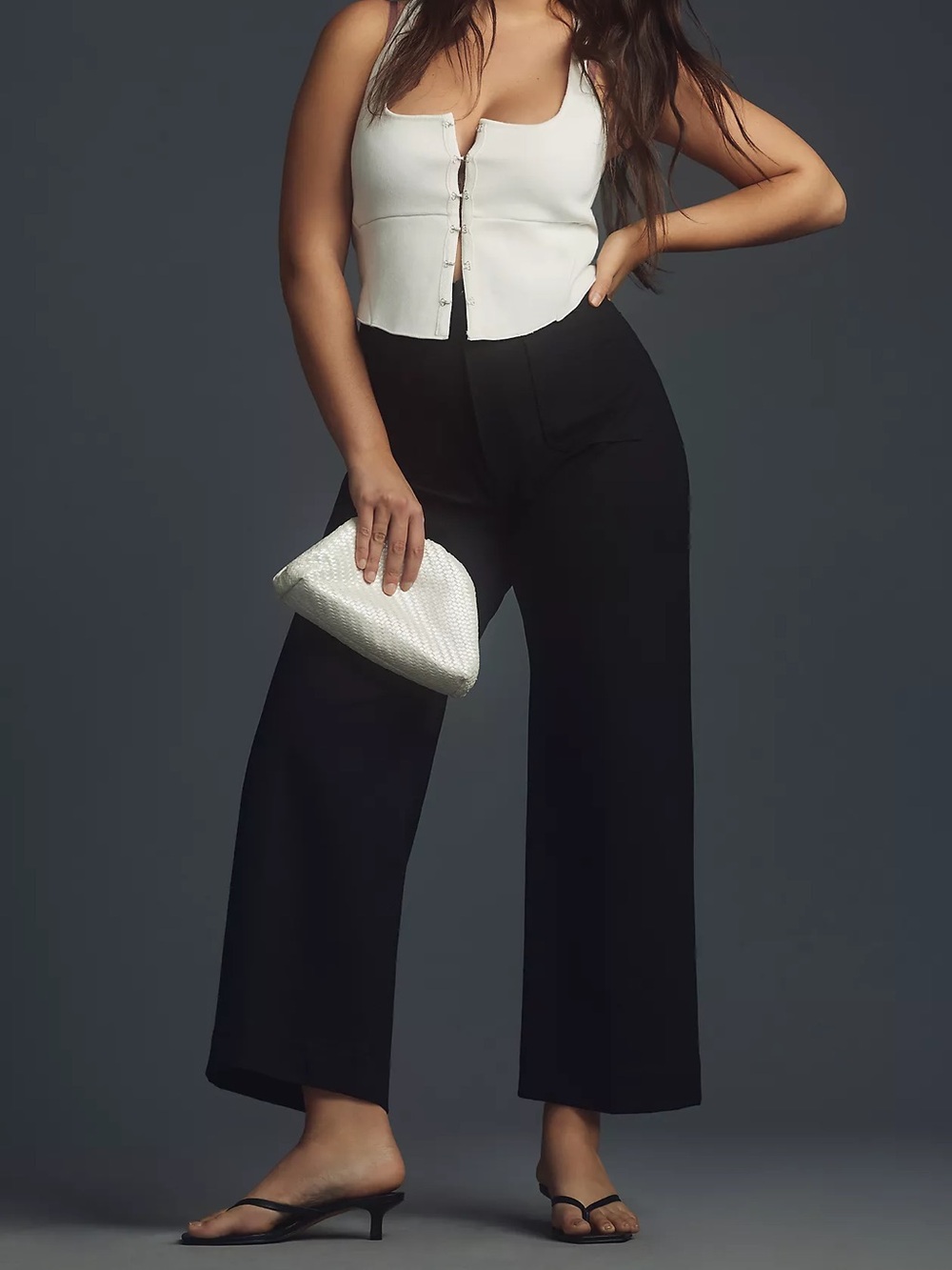 Maeve Anthropologie Pants Women’s 32 Black The Colette Cropped Wide Leg Ponte